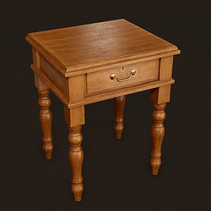 3D Vintage Bedside Table - PBR Game Ready model