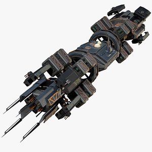 3D sci-fi freighter cargo spaceship model