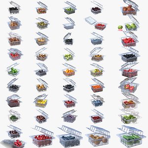 Fruits Transparent Box Collection 3D model