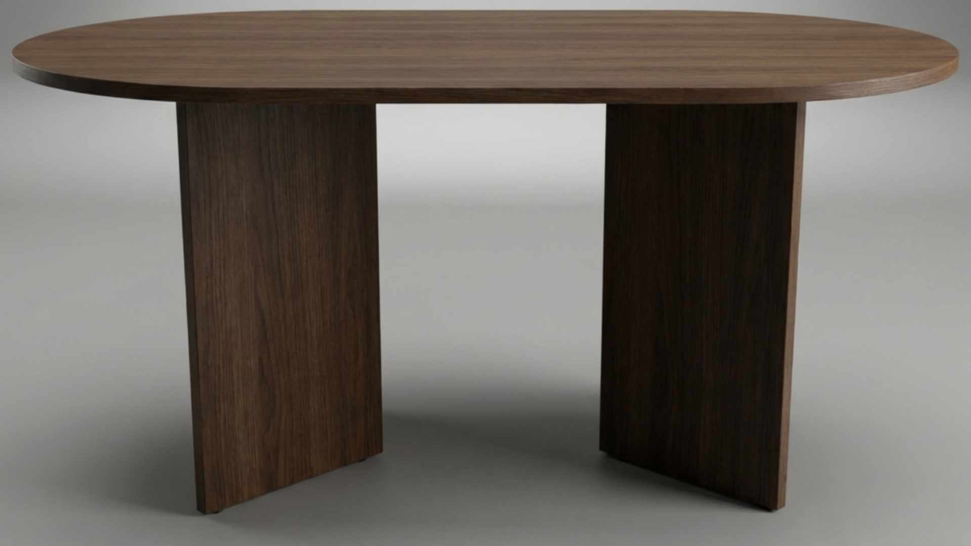 Realistic 3D Oval Wooden Table Dining Table Furniture Model 3D Model ...
