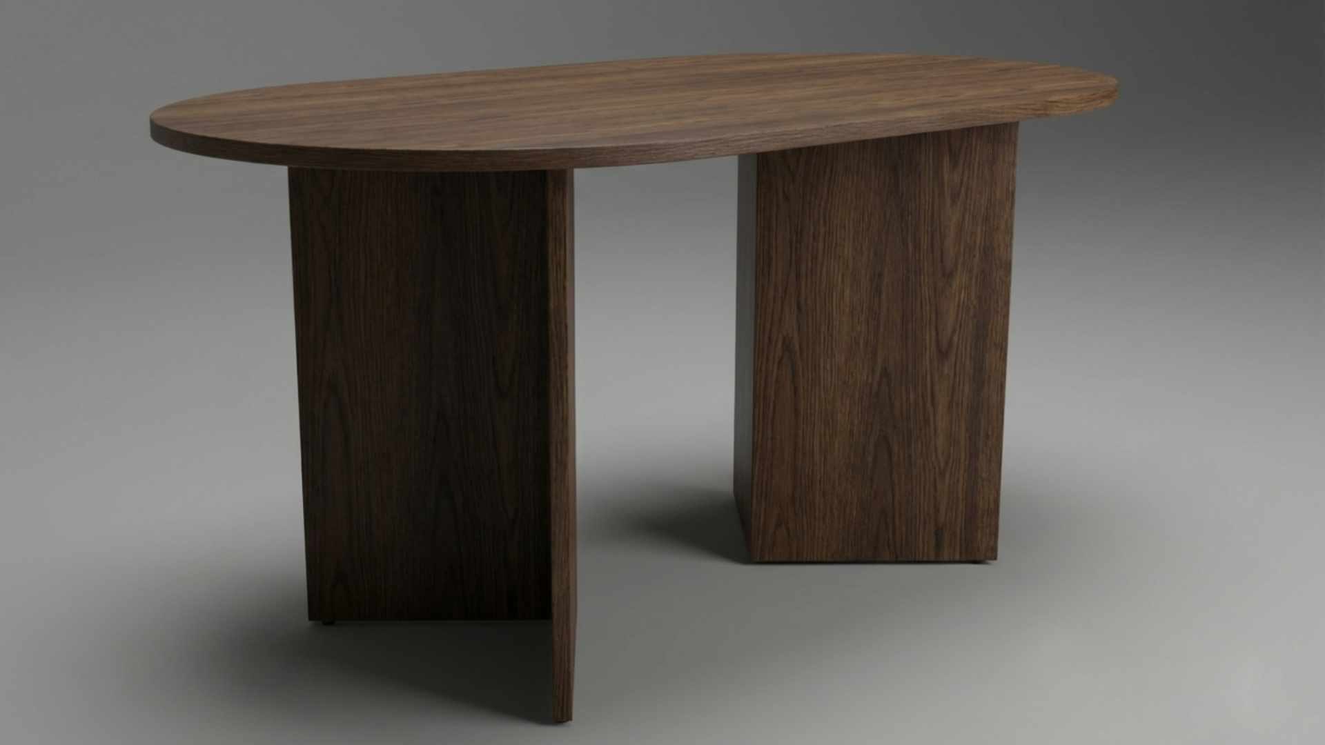 Realistic 3D Oval Wooden Table Dining Table Furniture Model 3D Model ...