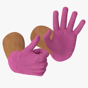 Medical Gloves on Hands Pink Rigged