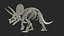 triceratops fossil walking pose 3D model