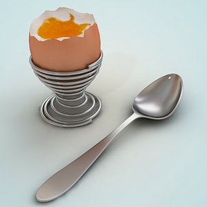 Egg holder egg soft-boiled and spoon