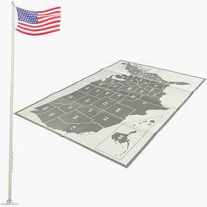 American Flag and Map Collection V3 3D model