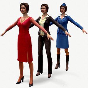 3D lowpoly woman collection
