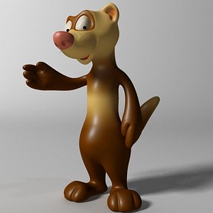 Cartoon Ferret Rigged and Animated