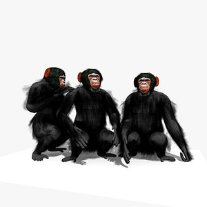 group chimpanzee animation chimp 3D model