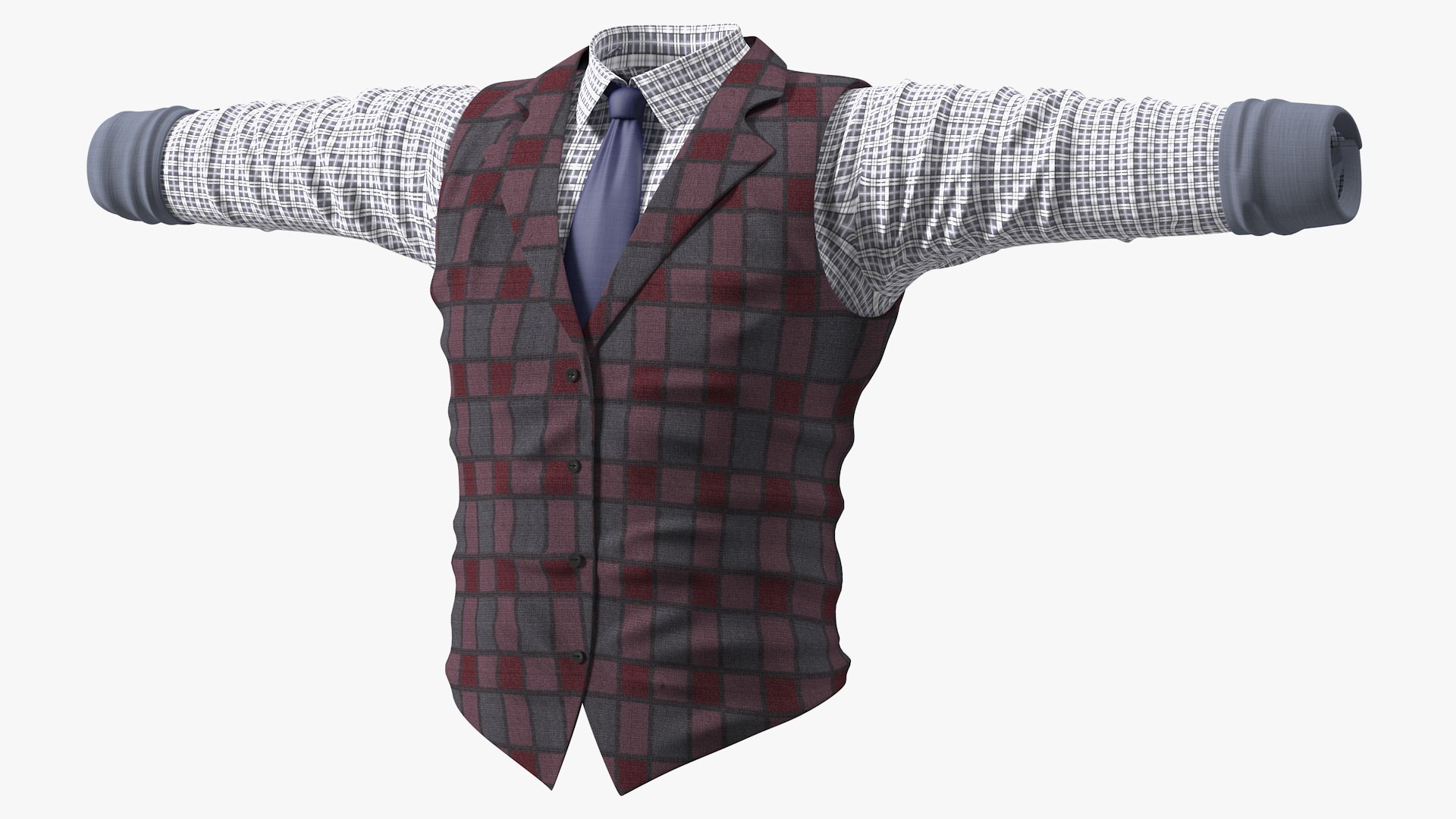 Men Vest with Shirt 3D model preview