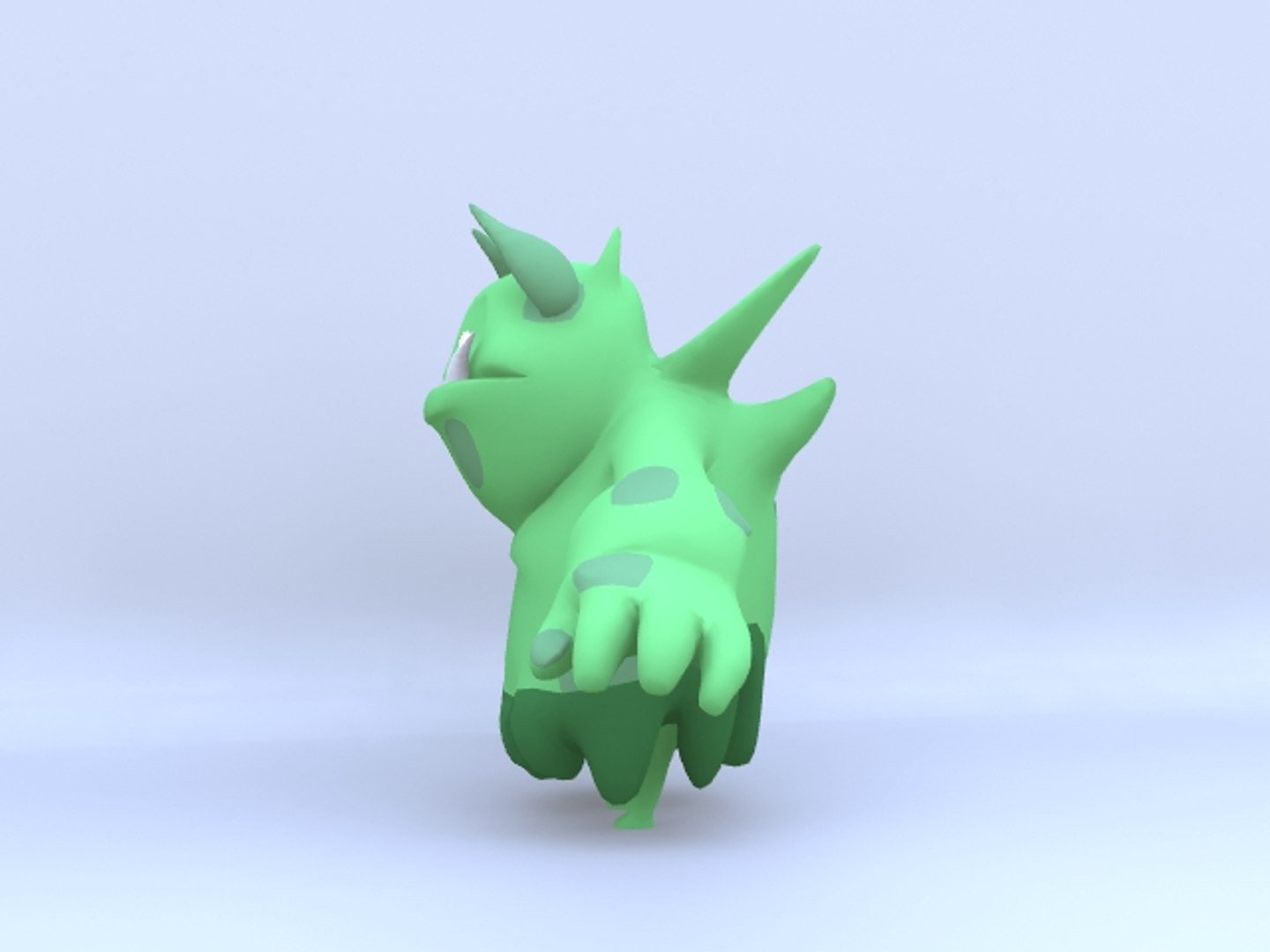 monster cartoon green obj