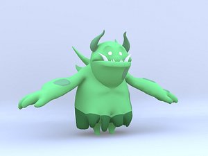 monster cartoon green obj