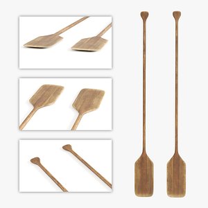 3D Old Wooden Oars model