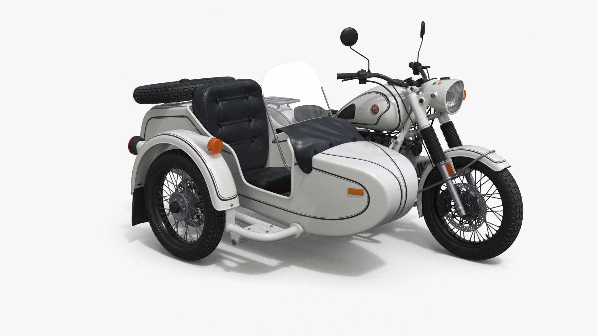 3D White Retro Motorcycle Ural M70 With Cradle Rigged Model ...