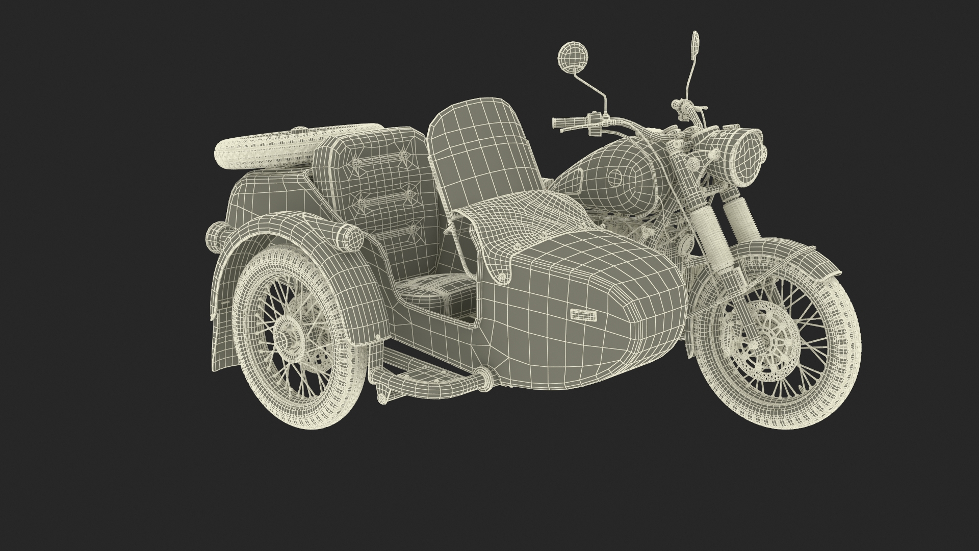 3D White Retro Motorcycle Ural M70 With Cradle Rigged Model ...