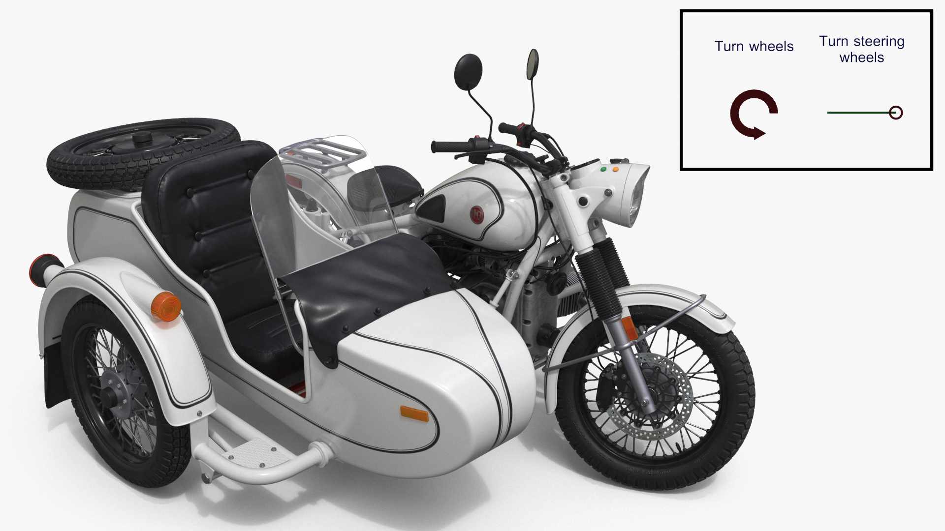 3D White Retro Motorcycle Ural M70 With Cradle Rigged Model ...