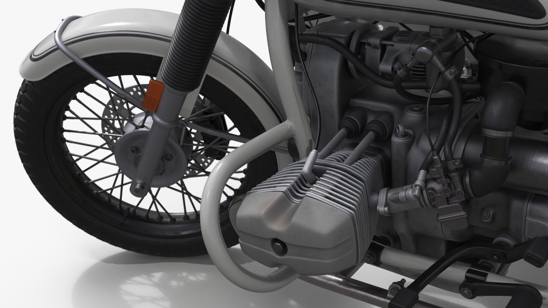 3D White Retro Motorcycle Ural M70 With Cradle Rigged Model ...