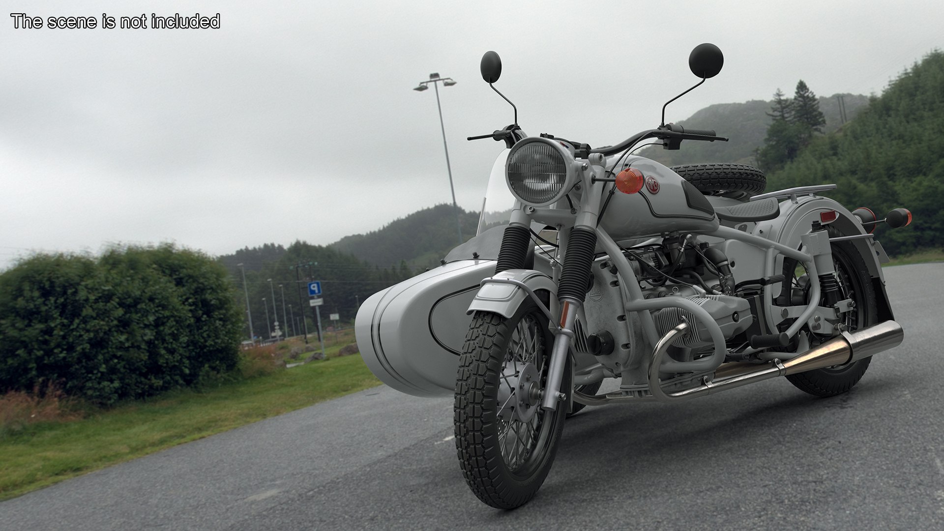 3D White Retro Motorcycle Ural M70 With Cradle Rigged Model ...