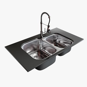 Double Bowl Sink With Faucet