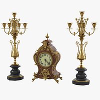 Fireplace Clock & Candelabra Set