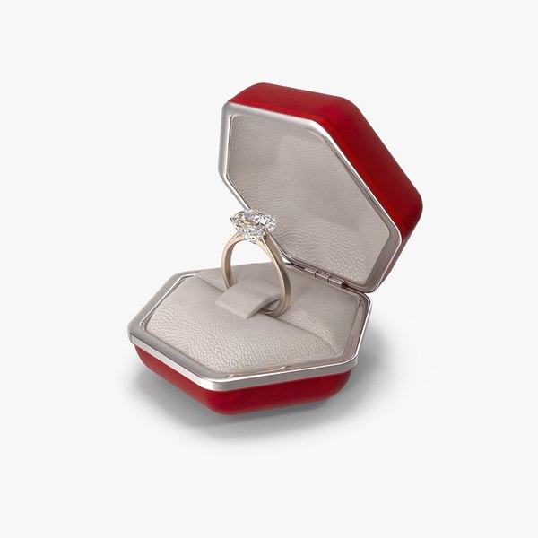 3D Diamond Ring In A Velvet Box model