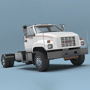 3D model Chevrolet Kodiak C6500 Commercial Cab Chassis White Rigged for Cinema 4D