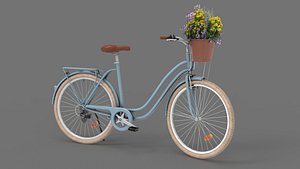 Bike with basket of flowers model