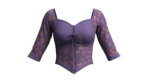 Girls Printed Crop Top V5 3D model