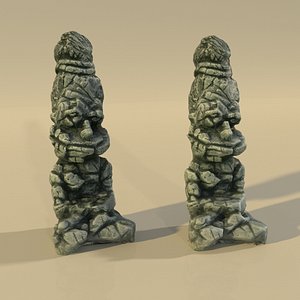 Ancient Statue Idol Sadhu // High and Low Poly
