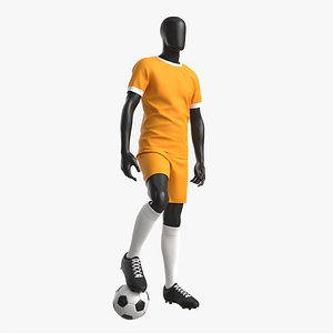 Male Mannequin in Soccer Uniform with Ball 02 3D