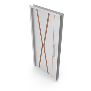 Modern Design White Metal Steel Door with Wooden Details model 3D model