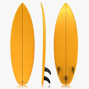 realistic surfboard orange 3d 3ds