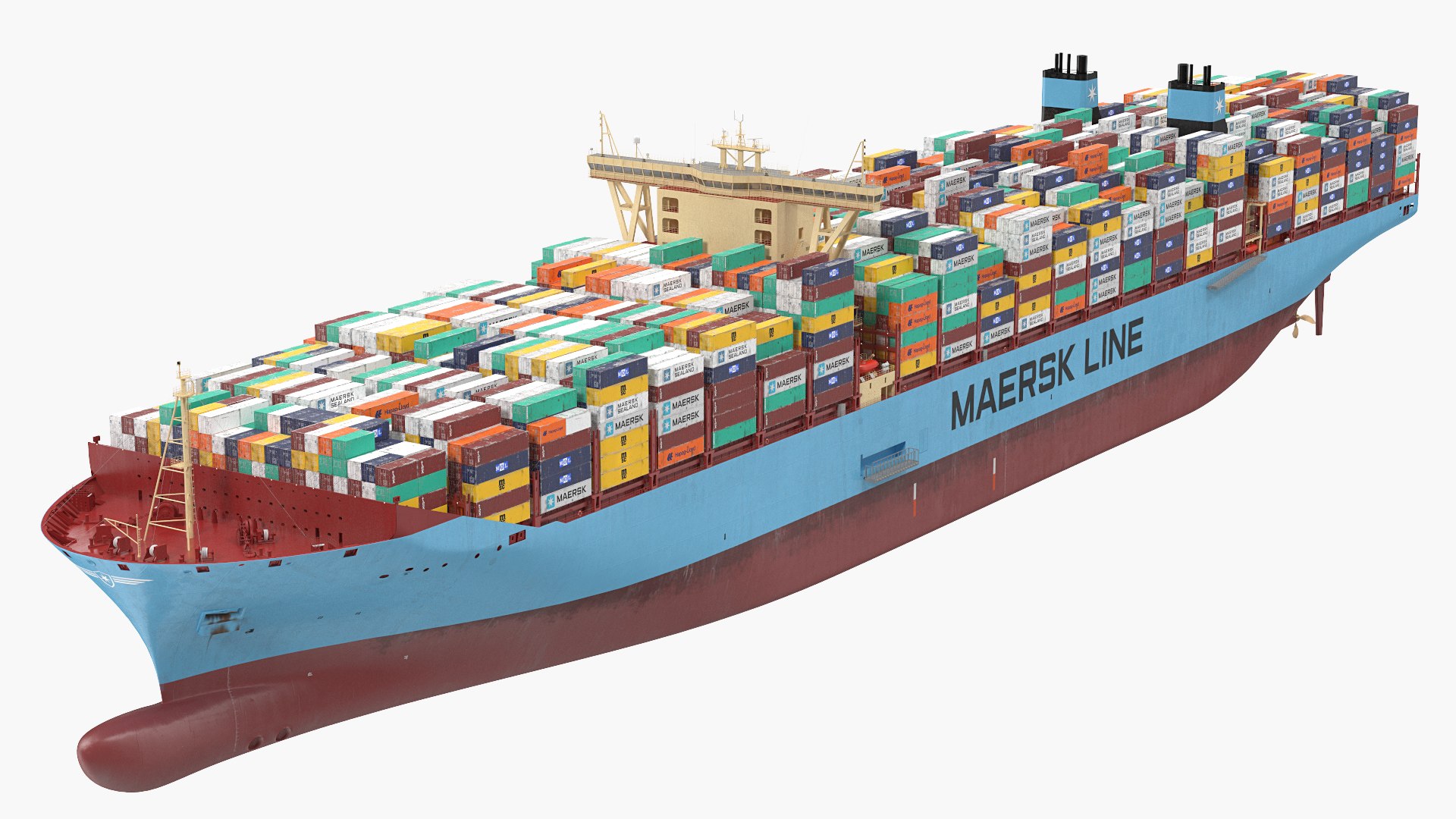 Loaded Maersk McKinney Container Ship 3D model preview