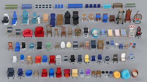 100 Chair and Bench Mega Pack Collection model