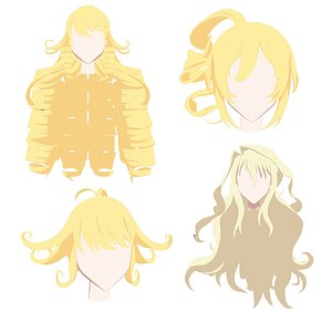 anime blond hair 3D model