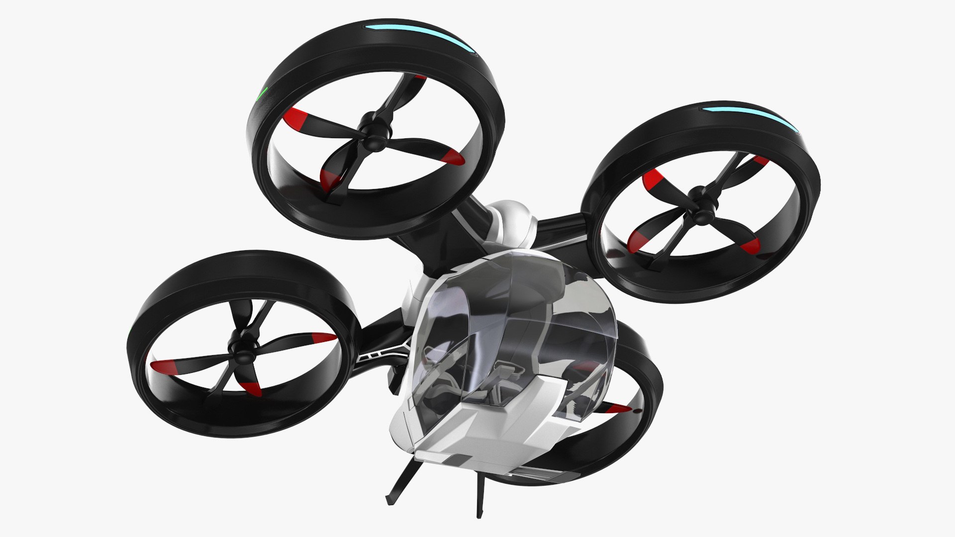 SciFi Futuristic Passenger Drone Rigged for Cinema 4D 3D model preview