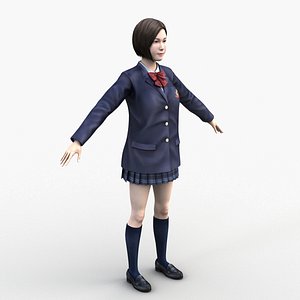 3D japanese school girl model