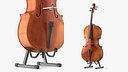 Wooden Cello on Metal Floor Stand Brown