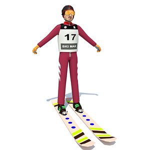 low poly ski jumper