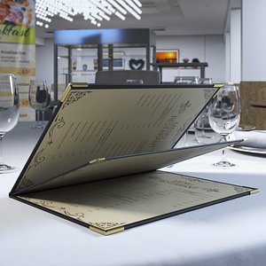 3D Vintage Menu Book Cover Rigged for Maya