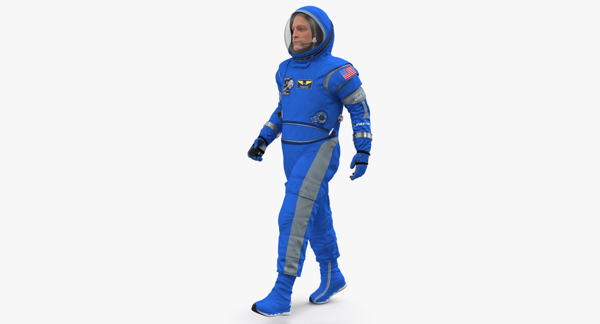 Astronaut in Boeing Spacesuit Walking 3D Model 3D model preview