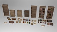 Ancient bookcases and book shelfs