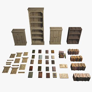 Ancient bookcases and book shelfs