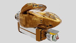 3D Luxury Sci Fi Shuttle 3D Model Golden Space Freighter