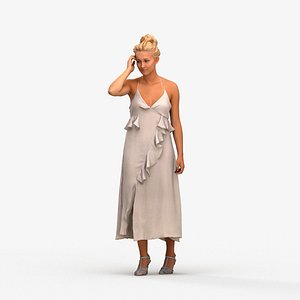 00409Jane006 - Adult Caucasian woman walking through public space in formal summer attire 3D