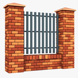 3D model Brick Fence