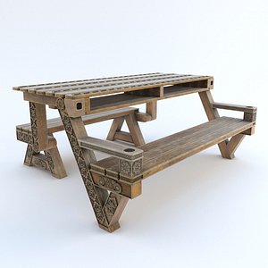 carved picnic table 3D