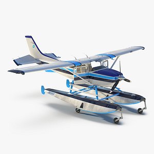 Cessna 182 Skylane on Floats Rigged 3D Model