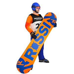 3D rigged snowboarder board