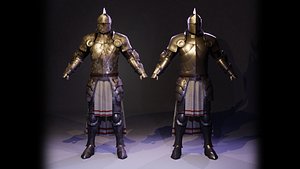 3D Game Ready Silver Armor Low-poly 3D model
