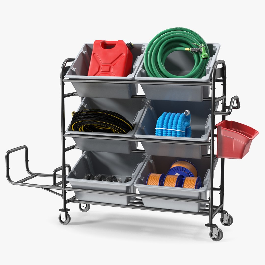 Tote Picking Cart with Equipment 3D model preview
